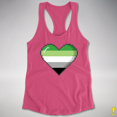Aromantic Pride 8-Bit Pixel Heart Racerback Tank - Hot Pink
